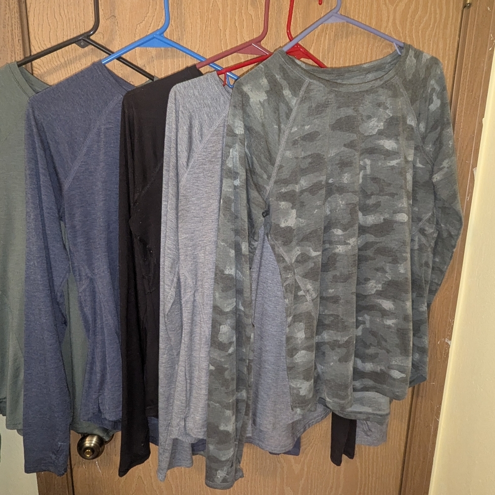 Tek Gear - Qty. 6  L/S Crew Neck Thumbholes - Medium (but fit like large!)